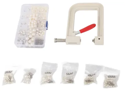 Image de Kit de sertissage de perles avec presse manuelle pour un positionnement précis des perles, sertisseuse manuelle pour les travaux de bricolage DIY