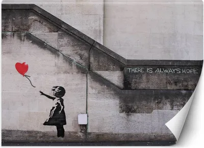 Produktbild von Vlies fototapete Mädchen mit Luftballon Banksy-Graffiti 400x280 cm Feeby Grau inkl. Kleber einfache Montage