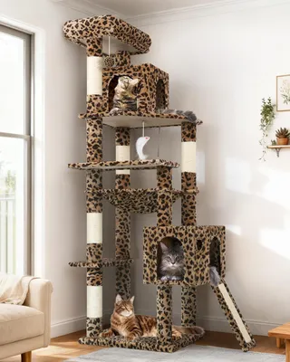 Image de Arbre à griffer 178 cm - Hamac - 2 grandes maisons pour chats - Plateau rembourré