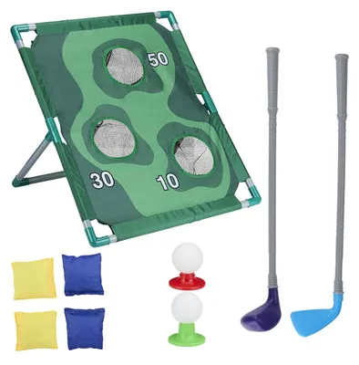 Produktbild von Eddy Toys Minigolf Kinder Outdoor Set 2-in-1 – Wurfspiel mit Sandsäcken und Golfspiel – Golfschläger und Bälle – Spielzeug für Garten und Urlaub