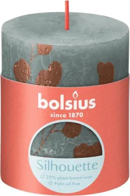 Image de BOLSIUS Bougie ronde Sihouette 8x7cm vert eucalyptus/eucalyptus