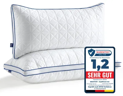 Kopfkissen 40x80 cm, 2er Set, 2x950 g, Microfaser, höhenverstellbar