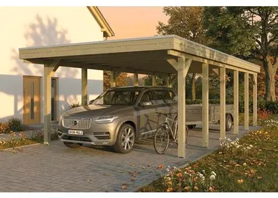 Produktbild von Einzelcarport SKAN HOLZ Friesland inkl. Pfostenanker 402 x 860 cm kesseldruckimprägniert
