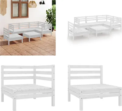 Produktbild von vidaXL 6 tlg. Garten Lounge Set Massivholz Kiefer Weiß - Garten-Lounge-Set - Garten-Lounge-Sets - Palettensofa-Set - Palettensofa-Sets