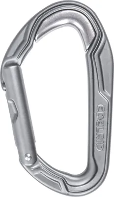 Schnappkarabiner "Bulletproof Straight" von Edelrid; silberfarben; für Kletteranwendungen.