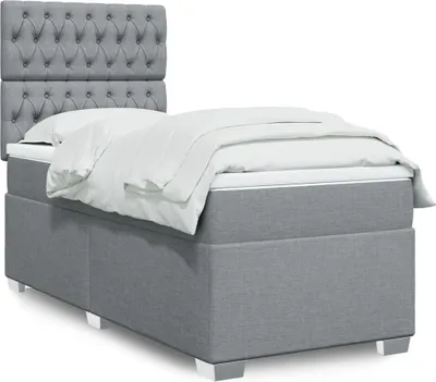 Produktbild von Boxspringbett mit Matratze Hellgrau 90x190 cm Stoff, Klassische Betten 2024 Neu