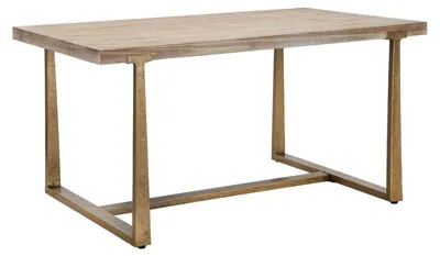 Productafbeelding van Moderne salontafel, 150 x 90 x 78 cm, gemaakt van MDF en bruin-gouden metaal – Rechthoekig ontwerp met strakke lijnen – Stabiele constructie, zelfmontage vereist