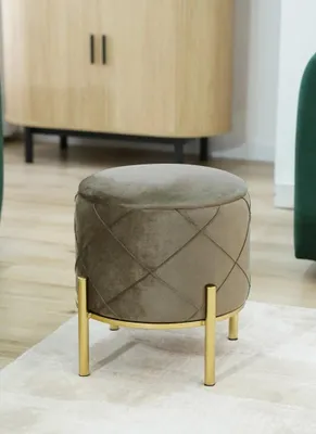 Image de Tabouret JASTRIAN élégant avec espace de rangement - beige / or