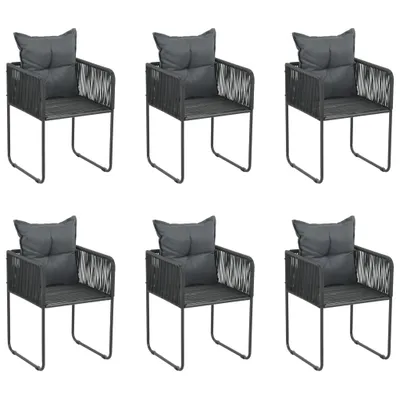 Immagine prodotto di Set di 6 sedie da giardino con cuscini in polyrattan nero