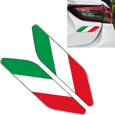 Imagen del producto de 2 unidades. Calcomanía decorativa con diseño de la bandera italiana para automóviles