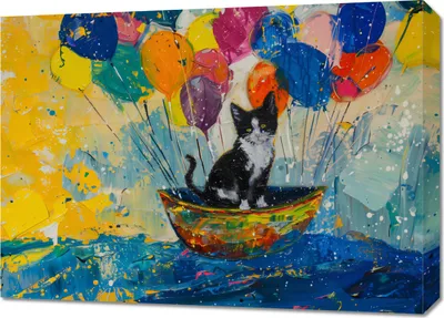 Image de Image 70 x 50 cm Chat dans un bateau