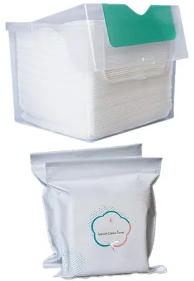 Image de 50 lingettes jetables en coton pour l'hygiène du visage