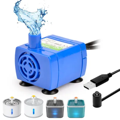 Image de Pompe de rechange pour fontaine à chat - 2,4 L - Silencieuse - Éclairage LED - 4,3 x 4,0 x 3,0 cm