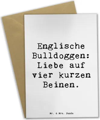 Produktbild von Mr. & Mrs. Panda Glückwunschkarte Spruch Englische Bulldogge Liebe - Weiß - Geschenk, muskulöser Körperbau, bedingungslose, Hunderassen Beschreibung, osterkarten, zur