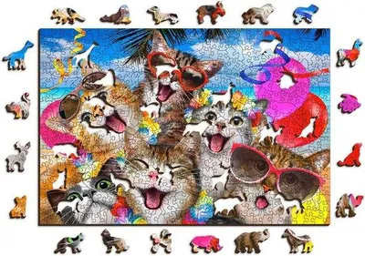 Produktbild von Holzpuzzle - Holzteil-Set - Familienfreizeit - Handgedruckte Holzstücke - 505 Teile - Farbenfrohes Spiel