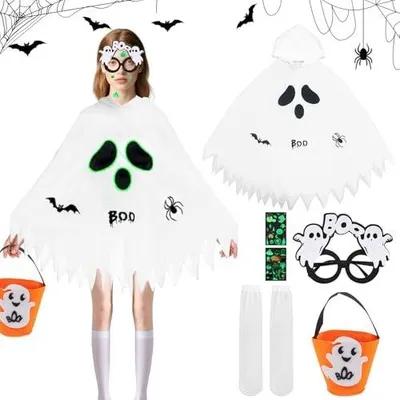 Zdjęcie produktu dla Kostium ducha na halloween dla dzieci z akcesoriami kaptur