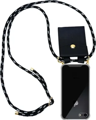 Produktbild von Cadorabo Hülle für Apple iPhone 7 / 7S / 8 / SE 2020 Schutzhülle in Schwarz Handy Kette Silikon Kordel abnehmbares Etui