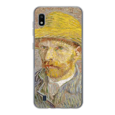 Produktbild von MuchoWow® Handyhülle Schutzhülle Hülle für Samsung Galaxy A10 Selbstbildnis mit Strohhut - Vincent van Gogh Silikon Softcase Handy Hülle - Schutzhülle