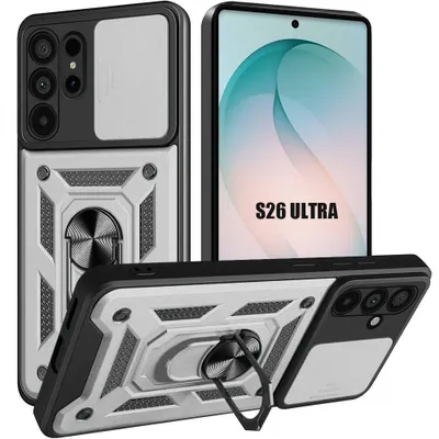 Image de Coque pour Samsung Galaxy S26 Ultra, Antichoc Rigide avec Anneau et Protection Caméra - Argenté