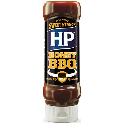 A bottle of HP Honey BBQ sauce.