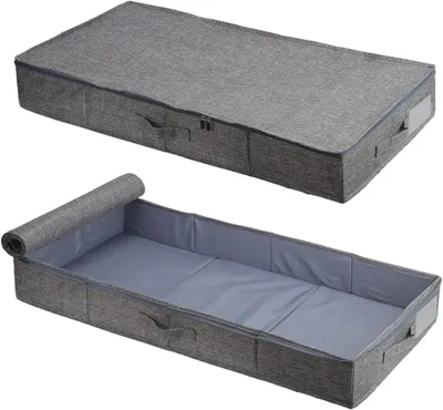 Produktbild von Unterelbett-Aufbewahrungsboxen 85 x 40 x 12 cm, 2 Stück, grau, Stoff, faltbar, für Kleidung