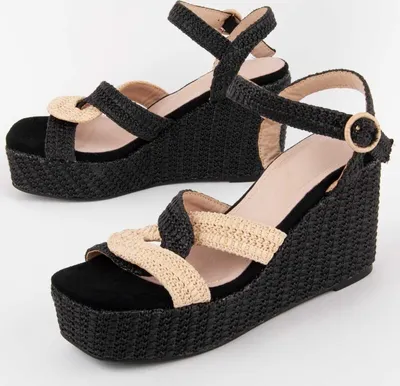 Image de Montevita Esparto Sandale compensée Salia11 Noir