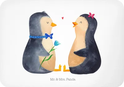 Produktbild von Mr. & Mrs. Panda magnet Pinguin Pärchen - Weiß - Geschenk, whiteboardmagnet, Notizhalter, Hochzeitstag, Pinguine, haftmagnet, Liebe, Hochzeit, büromagnet, Verknallt