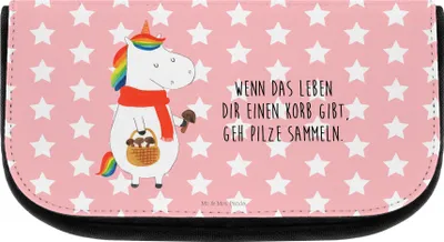 Produktbild von Mr. & Mrs. Panda Kulturtasche Einhorn Pilz - Rot Pastell - Geschenk, Make-up Organizer, Pilze, Liebeskummer, Unicorn, Spruch, kosmetiktäschchen, Täschchen, Kosmetiktasche