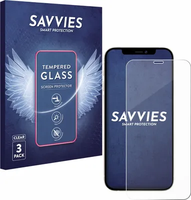 Produktbild von 3x Savvies Schutzglas für Apple iPhone 12 / 12 Pro Displayschutz 9H Glas klar transparent