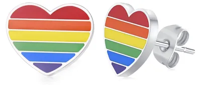 Produktbild von Regenbogen Herz Ohrstecker - Pride Ohrringe aus Edelstahl