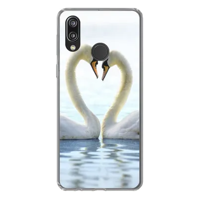 Produktbild von MuchoWow® Handyhülle Schutzhülle Hülle für Huawei P20 Lite (2020) Schwäne - Herz - Ehepaar Silikon Softcase Handy Hülle - Kartenhalter