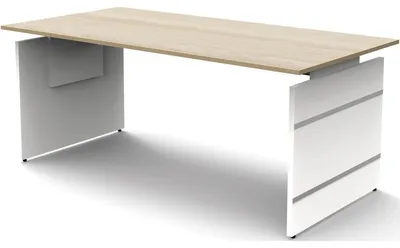 Produktbild von Kerkmann höhenverstellbarer Schreibtisch ahorn rechteckig, Wangen-Gestell weiß 180,0 x 80,0 cm