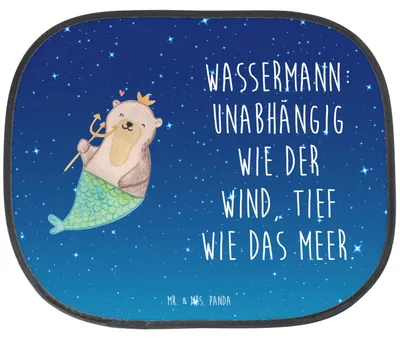 Produktbild von Mr. & Mrs. Panda Sonnenschutz Auto Wassermann Astrologie - Sternenhimmel Blau - Geschenk, Sonnenblende, Autoscheiben, Sternzeichen, Geburtstagsgeschenk, hitzeschutz, für