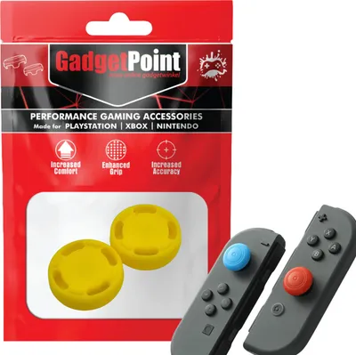 Produktbild von Thumbgrips - Thumb Grips voor Nintendo Switch Joy-Con Controllers - Gaming Thumbgrips - Performance Anti-Slip Thumbsticks - Bescherming Accessoires - Cirkel - Geel -