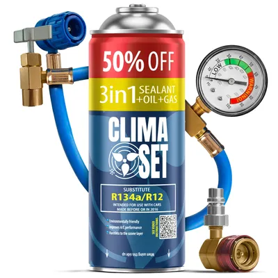 Obrázek produktu pro Sada klimatizace do auta 3v1 R134a 626 g, hadice s manometrem, adaptér HP/LP