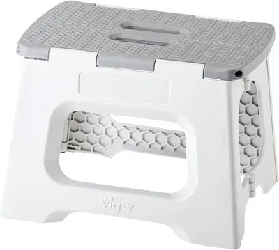 Produktbild von Famanu Klapphocker mit Handgriffen - 23 cm, grau, rutschfest, 150 kg Tragkraft