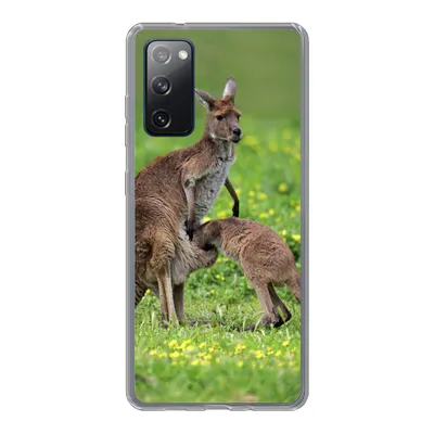 Produktbild von MuchoWow® Handyhülle Schutzhülle Hülle für Samsung Galaxy S20 FE Känguru - Blumen - Jung Silikon Softcase Handy Hülle - Abdeckung