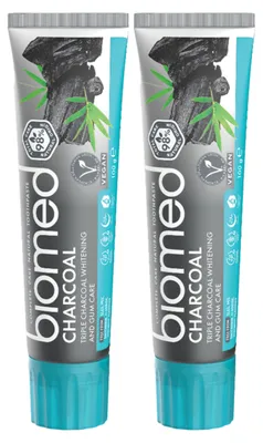 Immagine prodotto di BIOMED Charcoal Dentifricio Sbiancante Senza Fluoro – Confezione da 2 pezzi - 2x100g