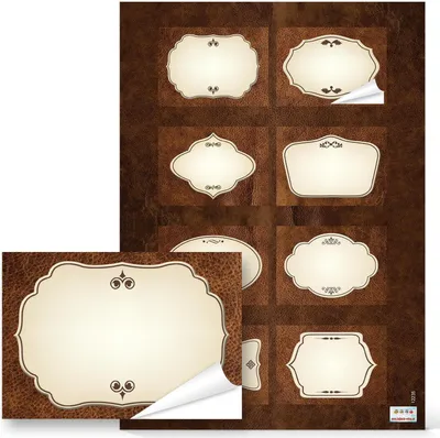 Produktbild von 16 Stück Aufkleber Etiketten Namensaufkleber braun beige creme farbene nostalgisch antik vintage in Leder-Optik - für Gläser Flaschen Dosen für Küche und Haushalt Gewürzetiketten Haushaltsetiketten16 Aufkleber / 2 Bögen