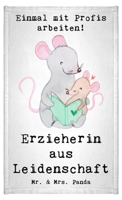 Produktbild von Mr. & Mrs. Panda Mini-Handtuch Erzieherin Leidenschaft - Weiß - Geschenk, Handtuch Klein, Ausbildung, Kleines, Gästetuch, Pädagogin, Spruch, Gästehandtuch Bunt