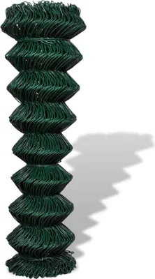 A roll of green chain-link fence material.