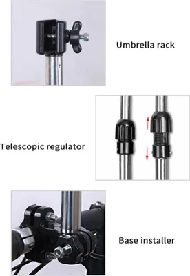 Produktbild von Regenschirmhalter, verstellbare Klemme für Kinderwagen, Elektrofahrzeuge, Fahrräder, Skateboards, Ehestühle