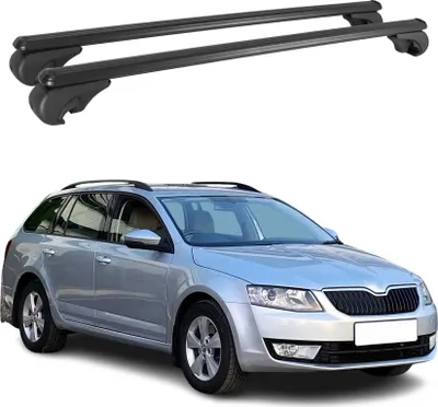 Image de Barres de toit Transversales pour Skoda Octavia Break 2012-2019 Aluminium Noir