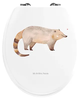 Produktbild von Mr. & Mrs. Panda Klodeckel Nasenbär - Weiß - Geschenk, klo deckel, Klobrille, Bär, WC Sitz, Rüsselbär, Toilettendeckel, Lustige Sprüche, Nasenbären, Brille, WC-Sitz