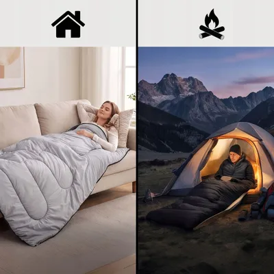 Produktbild von Mumien-Reiseschlafsack Mit Kapuze – Warmer Camping-Schlafsack 2-In-1 210×70 Cm