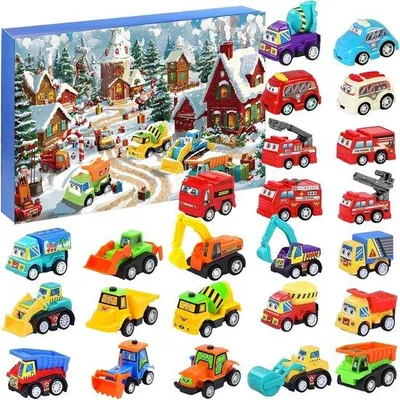 Produktbild von Schnelleinkauf - Adventskalender Auto 2025 - 24 Tage Überraschungen für Kinder 3-9 Jahre - Spielzeug mit Fahrzeugen und Baufahrzeugen - Weihnachten