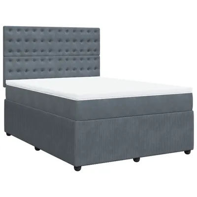 Produktbild von Boxspringbett mit Matratze Dunkelgrau 140x190 cm Samt