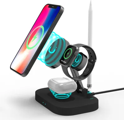 Produktbild von 4-in-1 Magnetkabel-Ladegerät Stand Falten Schnell Lade Dock Schwarz