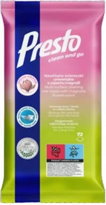 Obrázok produktu pre PRESTO Viacúčelové vlhčené obrúsky s vôňou magnólie, 72 ks.