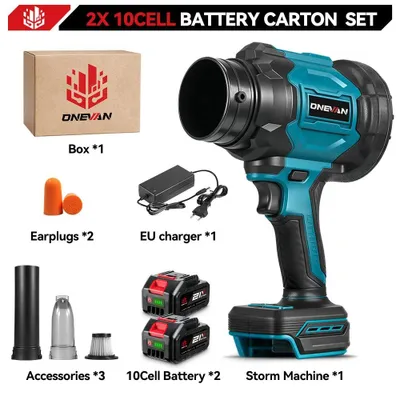 Immagine prodotto di Aspirafoglie e soffiatore 2 in 1 - Soffiatore turbo senza fili - Motore brushless - 6 livelli di potenza - Velocità fino a 350 m/s - 2 batterie da 18 V incluse